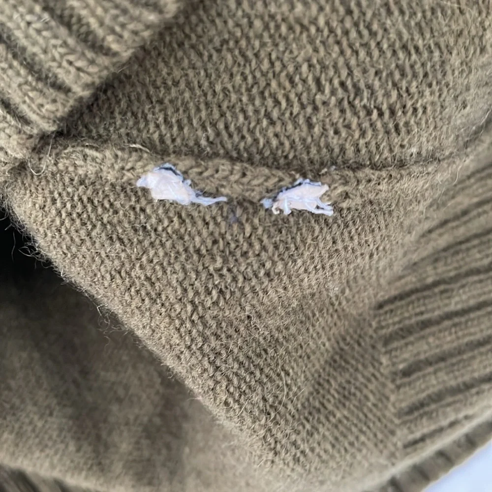 J. Crew Asymmetrical Zip Neck Ruffle Cashmere Wool Ribbed Sweater - Picture 9 of 10